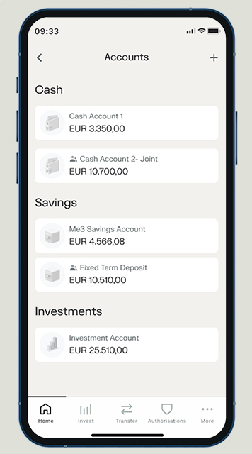 mobile app screenshot accounts